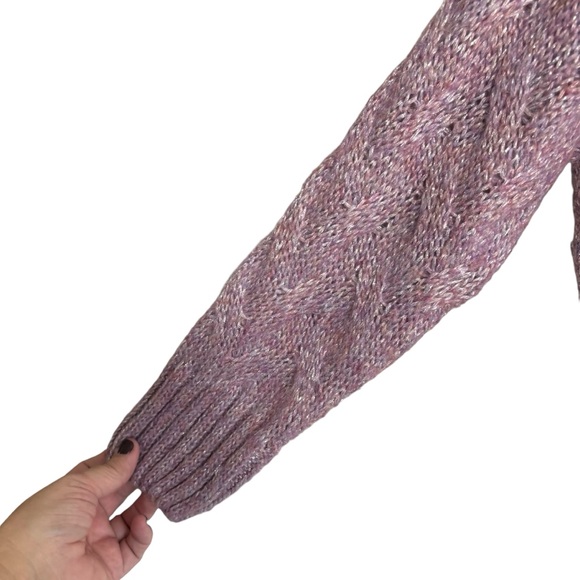 Molly Bracken Purple Metallic Shimmer Cable Knit Crewneck Sweater Size S/M - Picture 4 of 6